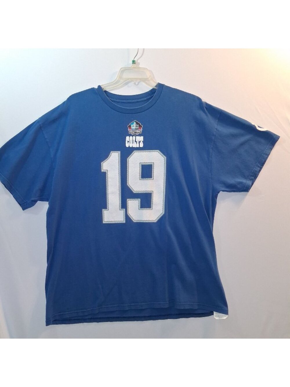 NFL Team Apparel Unitas Colts Hall Of Fame Blue Graphic Tee 19 Mens 2XL Cotton
